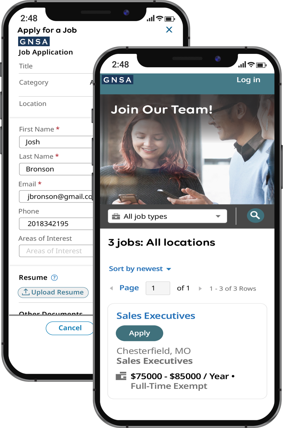 Talent Acquisition Software Mobile Device Screenshots