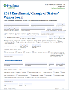 Providence 2025 Enrollment  Change Request  Waiver of Coverage Form